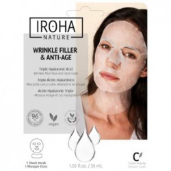 Veido ir kaklo kaukė Iroha Tissue Face & Neck Mask Triple HA MTIN22, su hialurono rūgštimi, 23 ml