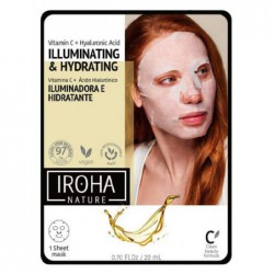 Veido kaukė Iroha Vitamin C + Hyaluronic Acid Illuminating & Hydrating Mask MTIN08/MTIN19,  su vitaminu C ir hialurono rūgštimi, 20 ml