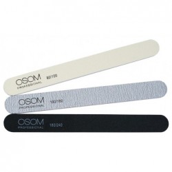 Dildžių nagams rinkinys Osom Professional Emery Staright Shape Nail Files Kit OSOMP1803, 3 vnt, skirtingo rupumo dildžių