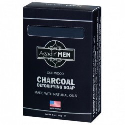 Valomasis muilas vyrams Agadir Men Oud Wood Charcoal Detoxifying Soap AGDM6041, tinka sausai odai, 100% veganiškas, 85 g