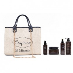 Plaukų priežiūros priemonių rinkinys Saphira Steppin-Out Bag SAFSOBAG2, sudaro: šampūnas 250 ml, plaukų kaukė 250 ml, daugiafunkcė priemonė plaukams 150 ml, aliejus plaukams 90 ml, rankinė