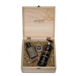 Kūno ir plaukų priežiūros priemonių rinkinys Morgan's Wooden Body & Cologne Box, rinkinį sudaro: odekolonas 50 ml, kūno losjonas 250 ml, pasta plaukams 15 ml, šukytės, MPM201