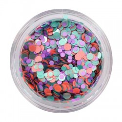 Stambūs blizgučiai nagų puošimui Nailway Round Neon Color Sizes Glitter AGLT17-04, 2g,violetinės, žalios ir rožinės spalvų