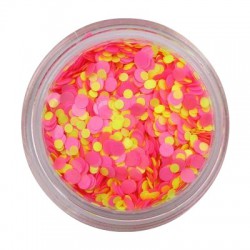 Stambūs blizgučiai nagų puošimui Nailway Round Neon Color Sizes Glitter AGLT17-07, 2g, geltonos ir rožinės spalvų