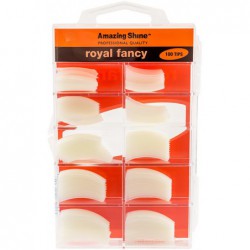 Natūralios spalvos tipsai dėžutėje Amazing Shine Royal Fancy Natural Nail Tiips AMZ/100N, 100 vnt.
