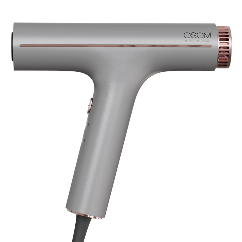 Plaukų džiovintuvas Osom Professional Grey OSOMPD2GY, su vandens jonų ir neigiamų jonų technologijomis, pilkos spalvos