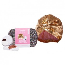 Plaukų priežiūros priemonių rinkinys Style Dry Disco Made Me Do It Gift Set SDGSLE101, rinkinį sudaro: sausas šampūnas - pudra, aukso spalvos dušo kepurėlė ir kosmetinė