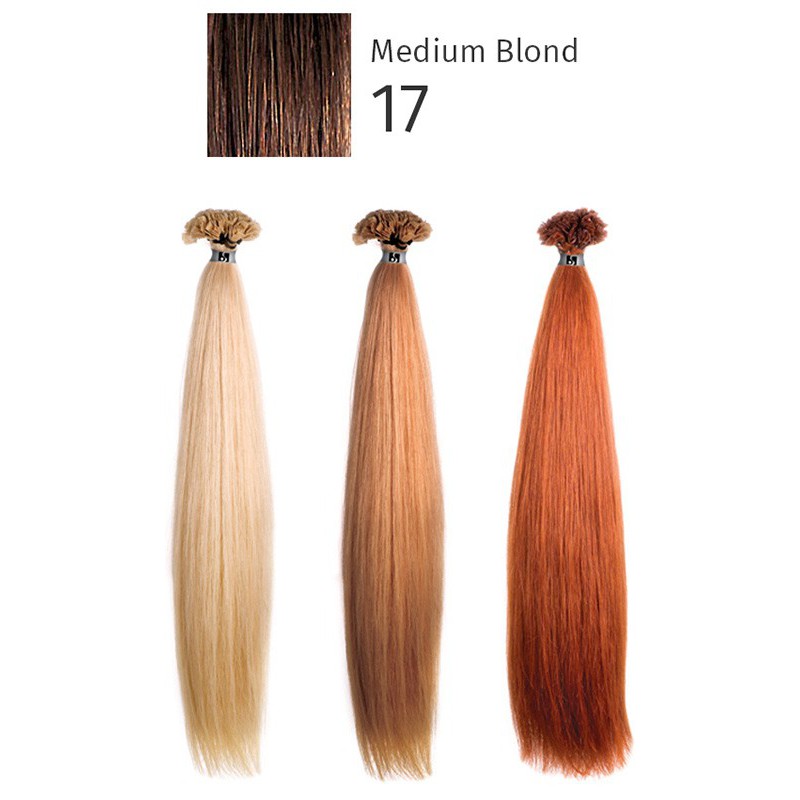 Natūralūs priauginami plaukai keratino kapsulėmis She HEX8000L Locks of natural hair 100% Straight 17 Medium Blond, 55/60 cm, 10 vnt.