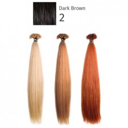 Natūralūs priauginami plaukai keratino kapsulėmis She HEX8000L Locks of natural hair 100% Straight 2 Dark Brown, 55/60 cm, 10 vnt.