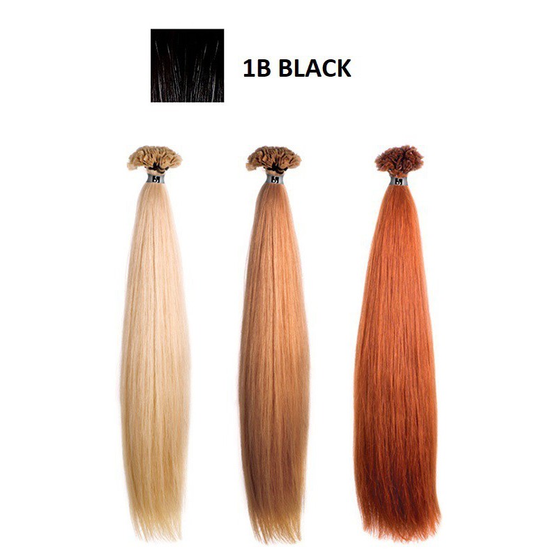 Natūralūs priauginami plaukai keratino kapsulėmis She SHEHEX8010XXL1B Locks of natural hair 100% Straight 1B Black, 70/75 cm, 10 vnt.