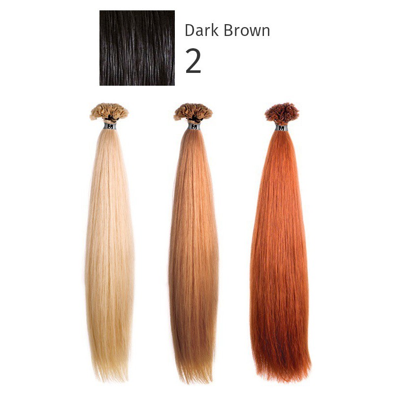 Natūralūs priauginami plaukai keratino kapsulėmis She SHEHEX8010XXL2 Locks of natural hair 100% Straight 2 Dark Chestnut, 70/75 cm, 10 vnt.