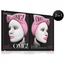 Veido kaukių rinkinys OMG! 2IN1 KIT Detox Bubbling Microfiber Mask OMG-BNMASK,rink.sudaro:detoksikuojanti/valanti ir maitinanti veido kaukės